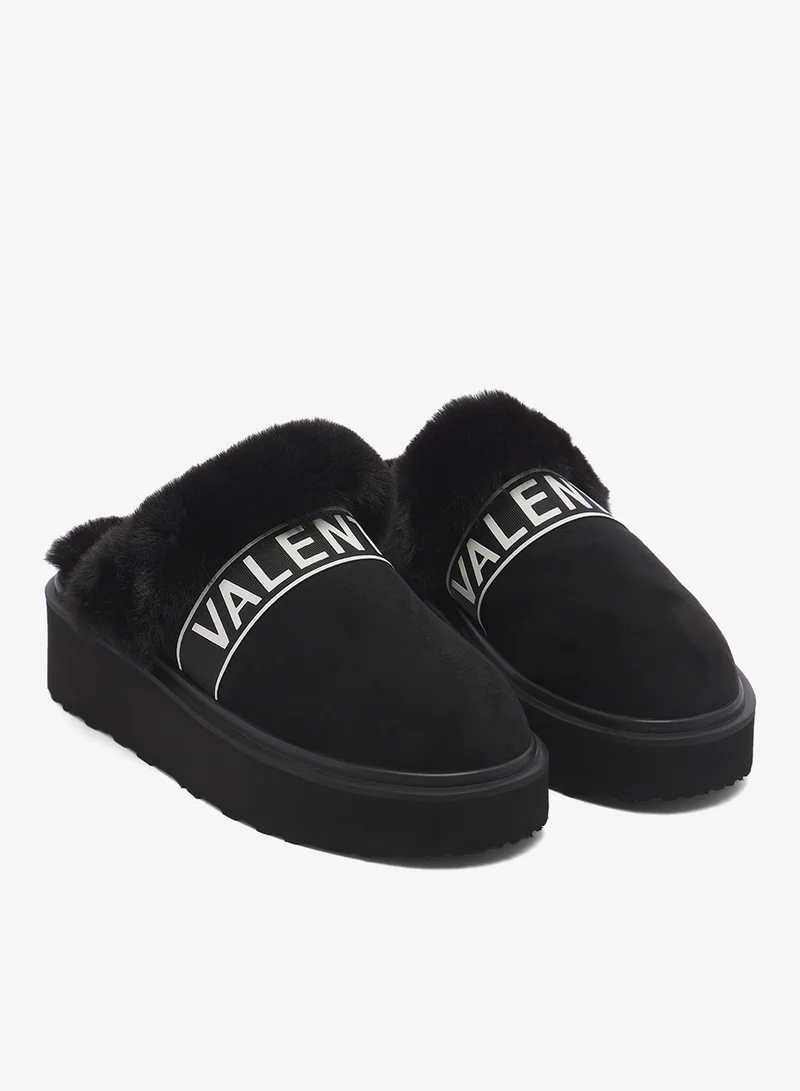 VALENTINO BY MARIO VALENTINO  Fur Detail Logo Sliders for Women | Best Price UAE